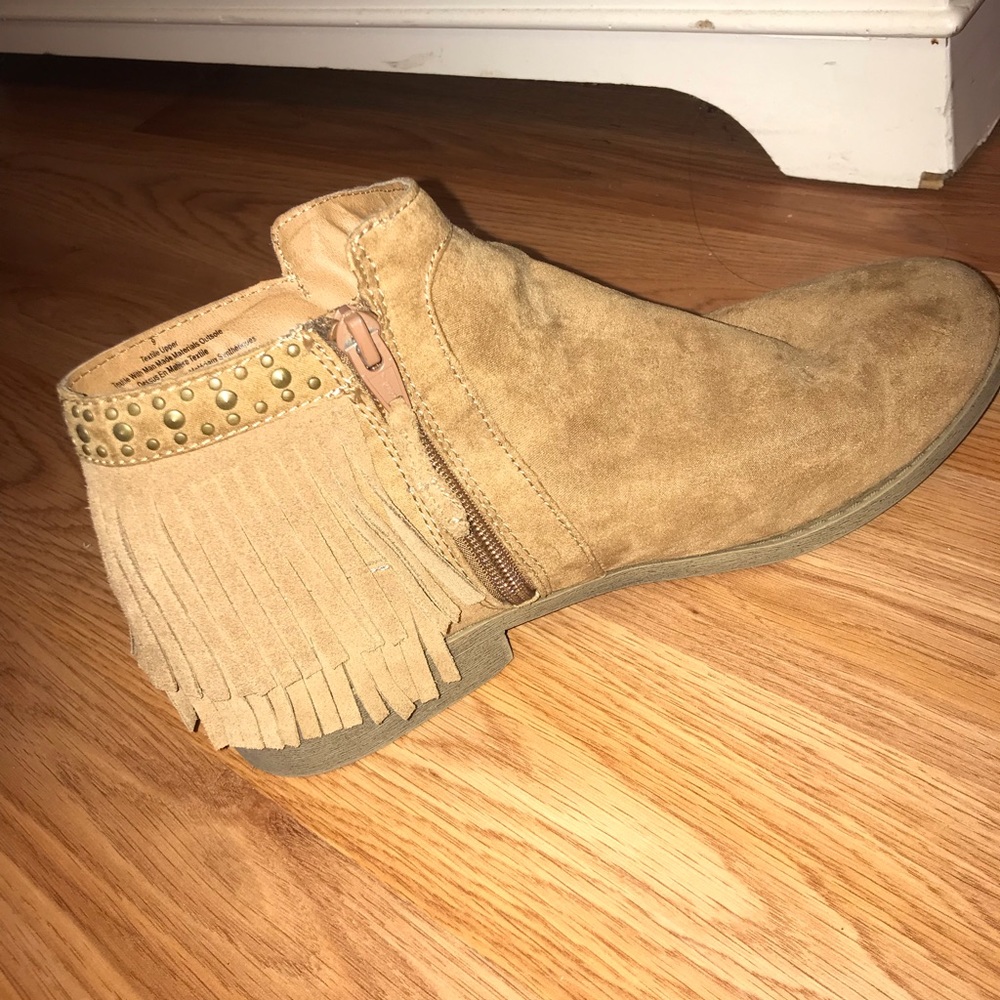 Suede fringe ankle boots